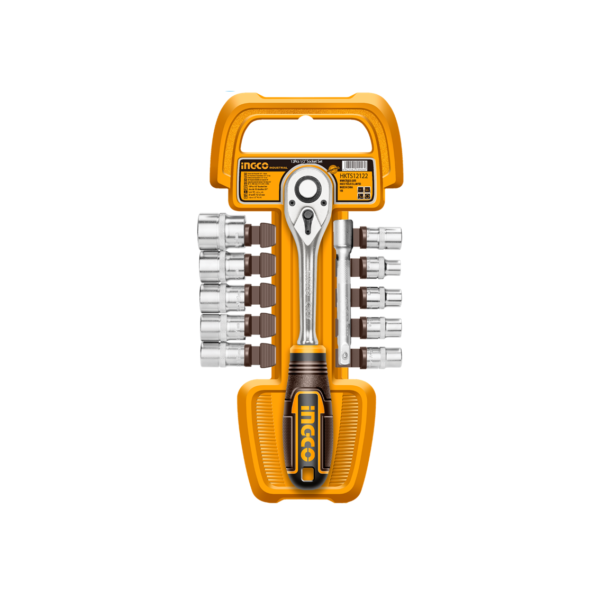 Jogo De Soquetes Com Chave Catraca 1/2” Com 12 Peças Ingco HKTS12122