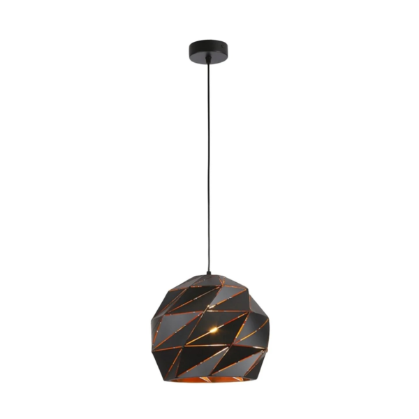 Luminária Pendente Polygon Preta Com Dourado 30cm Good Iluminação GI-88870A-1