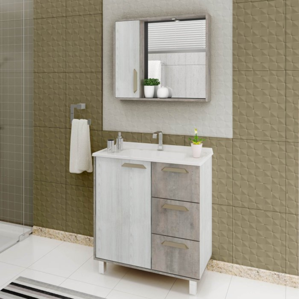 Armário Saara 80cm Arinto Com Espelheira Balcony
