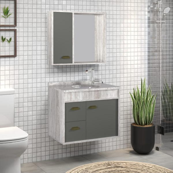 Armário Trieste 70cm Granito Claro Calcare/Chumbo (280) Bertazoli