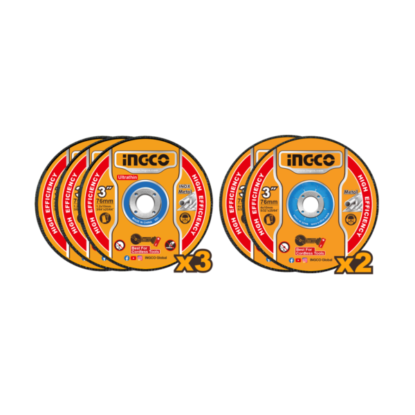 JOGO DE DISCOS DE CORTE E DESBASTE 3” C/5 PC INGCO MCD303768"