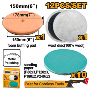 JOGO DE ACESSSÓRIOS PARA POLITRIZ 150MM C/12PC INGCO APG15012