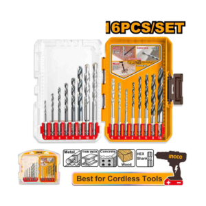 JOGO DE BROCAS C/16PC HASTE HEXAGONAL INGCO AKDL11608