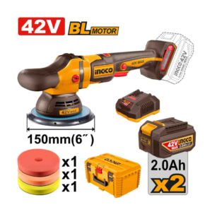 POLITRIZ ROTO ORBITAL BRUSHLESS INDUSTRIAL 150MM À BATERIA 42V INGCO C/2 BAT 2.0A.h INGCO APLI42152